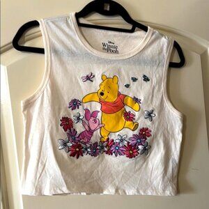 NWT Disney White and Red Winnie the Pooh Embroidered Crop Tank Top Large L